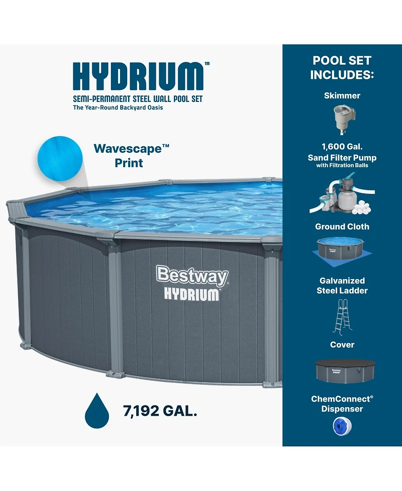 Bestway Hydrium 18' x 52" Round Steel Wall Above Ground Pool Set