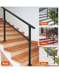 gaomon 6-Step Outdoor Stair Railing Aluminium Alloy Handrail for Concrete and Wooden Steps with Non-Slip Grip Installation