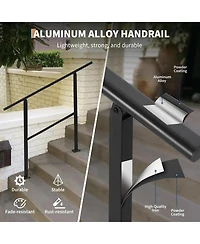 gaomon 4-Step Adjustable Outdoor Stair Handrail Kit Metal Stair Railing for Porch Deck and Garden Adjustable Complete Installation