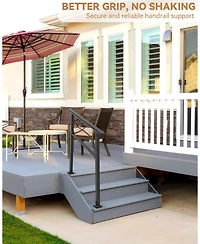 gaomon Heavy-Duty Metal Stair Handrail for 1-5 Outdoor Steps Adjustable Height Aluminum and Wrought Iron White Safety and Stability