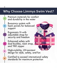 Limmys Swim Vest for Toddlers and Kids - Ce-Certified Foam Panel Swimming Aid, Award-Winning Design, Ykk Zip, Soft Neoprene Comfort