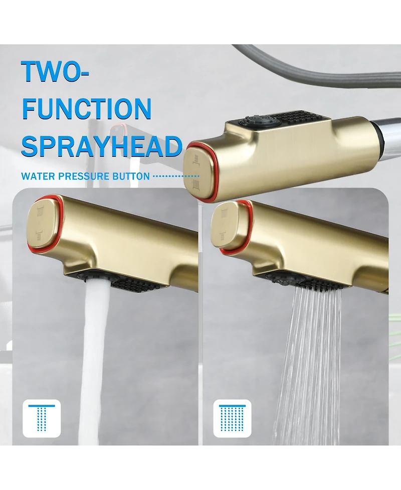 Phying Brushed Gold Pull-Down Vessel Faucet
