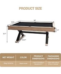 Xo 84" Rustic Pool Table with Accessories, Heavy Duty Billiard Table for Home Game Room Club Entertainment