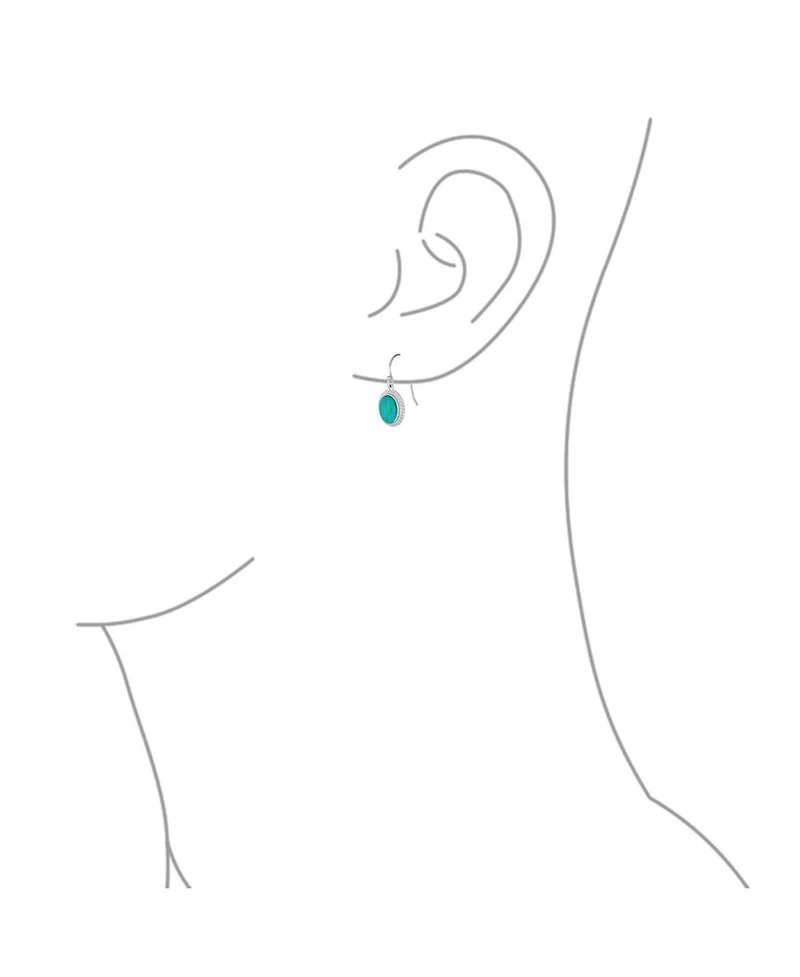 Bling Jewelry Western Style Stones Milgrain Cable Edge Oval Drop Earrings Sterling Silver Wire Fish Hook