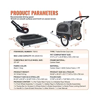 Ruie 2 in 1 Dog Bike Trailer and Pet Stroller for Pets up to 88 lbs