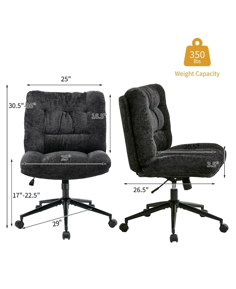 gaomon Pu Leather Double Thick Cushion Ergonomic Office Chair, Wide Seat, 360 Degree Swivel, Height Adjustable, Armless, with Wheels