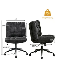gaomon Pu Leather Double Thick Cushion Ergonomic Office Chair, Wide Seat, 360 Degree Swivel, Height Adjustable, Armless, with Wheels