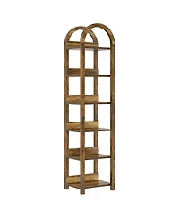 Slickblue 71 Inch Tall Narrow Bookshelf with 6 Tier Arched Shelves