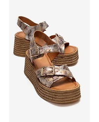 Forever & Always Shoes Women's Mirette Leather Platform Sandal