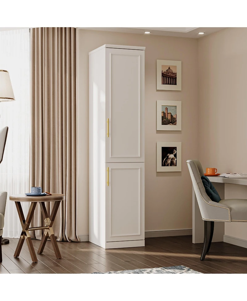 Homsee 2-Door Tall Storage Cabinet with Handles - Modern Wooden Wardrobe | Living Room Organizer | Hallway Cupboard