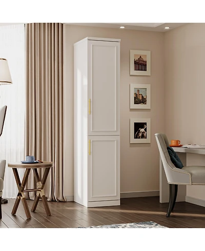 Homsee 2-Door Tall Storage Cabinet with Handles - Modern Wooden Wardrobe | Living Room Organizer | Hallway Cupboard