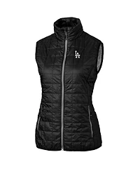 Cutter & Buck Women's Black Los Angeles Dodgers Rainier PrimaLoft Eco Full-Zip Puffer Vest