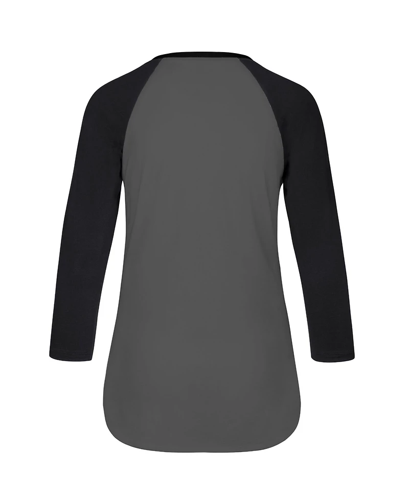 '47 Brand Women's Gray San Antonio Spurs High Rise Frankie Raglan Long Sleeve T-Shirt