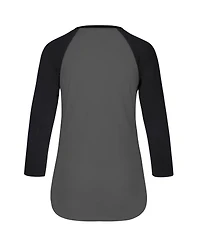 '47 Brand Women's Gray San Antonio Spurs High Rise Frankie Raglan Long Sleeve T-Shirt
