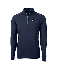 Cutter & Buck Men's Navy New York Yankees Big Tall Adapt Eco Knit Stretch Quarter-Zip Pullover Sweatshirt