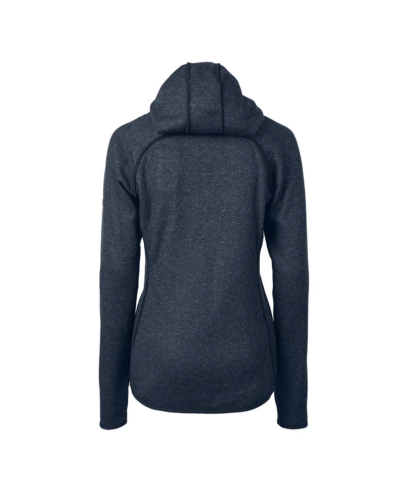 Cutter & Buck Women's Heather Navy New York Yankees Americana Logo Mainsail Sweater-Knit Full-Zip Hoodie