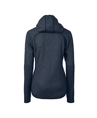 Cutter & Buck Women's Heather Navy New York Yankees Americana Logo Mainsail Sweater-Knit Full-Zip Hoodie