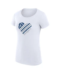 G-iii 4Her by Carl Banks Women's White Los Angeles Dodgers Super-Slim Fit Lightweight Heart Graphic T-Shirt