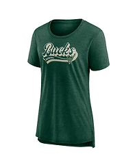 Fanatics Women's Hunter Green Milwaukee Bucks League Leader Tri-Blend T-Shirt