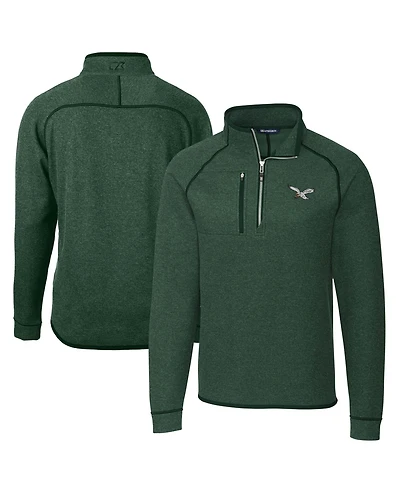 Cutter & Buck Men's Heather Green Philadelphia Eagles Mainsail Sweater-Knit Half-Zip Pullover Jacket