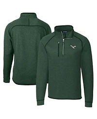 Cutter & Buck Men's Heather Green Philadelphia Eagles Mainsail Sweater-Knit Half-Zip Pullover Jacket