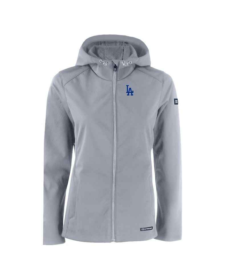 Cutter & Buck Women's Gray Los Angeles Dodgers Evoke Eco Softshell Full-Zip Jacket