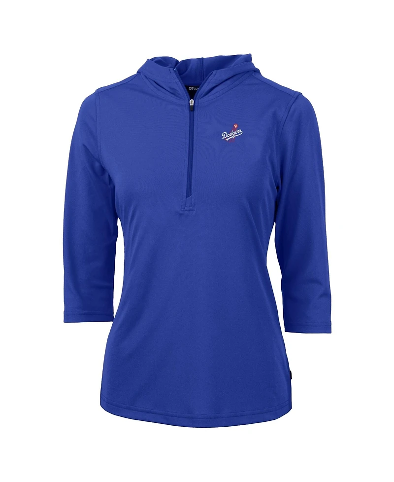 Cutter & Buck Women's Blue Los Angeles Dodgers DryTec Virtue Eco Pique 3/4-Sleeve Half-Zip Pullover Hoodie