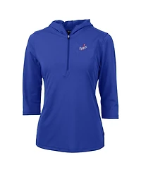 Cutter & Buck Women's Blue Los Angeles Dodgers DryTec Virtue Eco Pique 3/4-Sleeve Half-Zip Pullover Hoodie