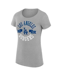 G-iii 4Her by Carl Banks Women's Heather Gray Los Angeles Dodgers Super-Slim Fit Lightweight City Graphic T-Shirt