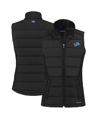 Cutter & Buck Women's Black Detroit Lions Primary Mark Evoke PrimaLoft Hybrid Eco Softshell Full-Zip Vest