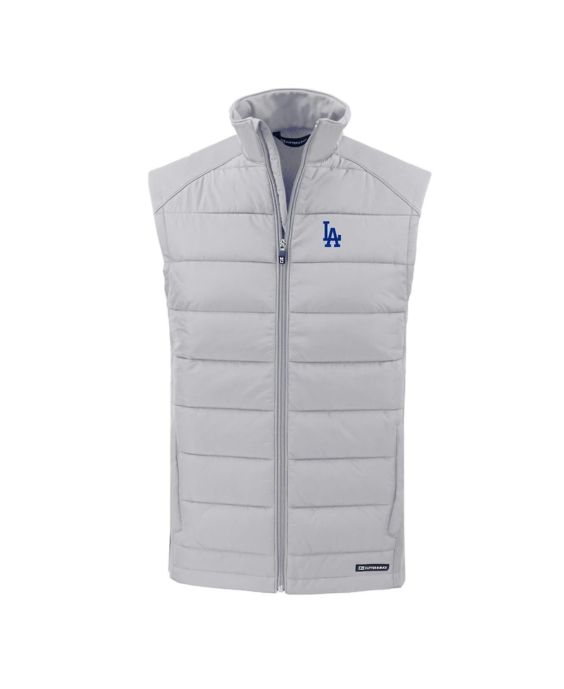 Cutter & Buck Men's Gray Los Angeles Dodgers Evoke Hybrid Eco Softshell Full-Zip Vest