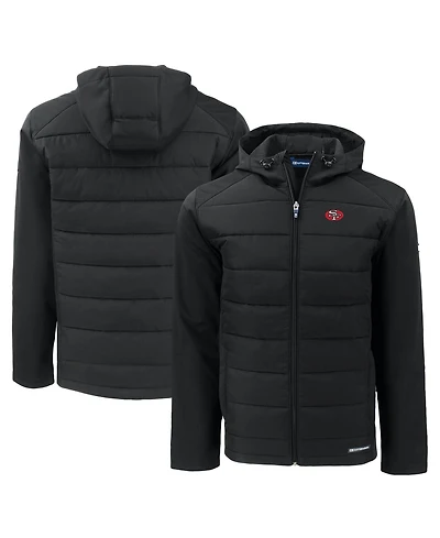 Cutter & Buck Men's Black San Francisco 49ers Throwback Evoke Hybrid Eco Softshell Full-Zip Hoodie Jacket