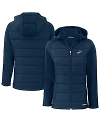 Cutter & Buck Women's Navy Los Angeles Dodgers Evoke Hybrid Eco Softshell Full-Zip Hoodie Jacket