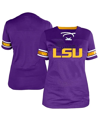 Fanatics Women's Purple Lsu Tigers Plus Mesh Overlay Lace-Up Jersey T-Shirt