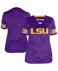 Fanatics Women's Purple Lsu Tigers Plus Mesh Overlay Lace-Up Jersey T-Shirt