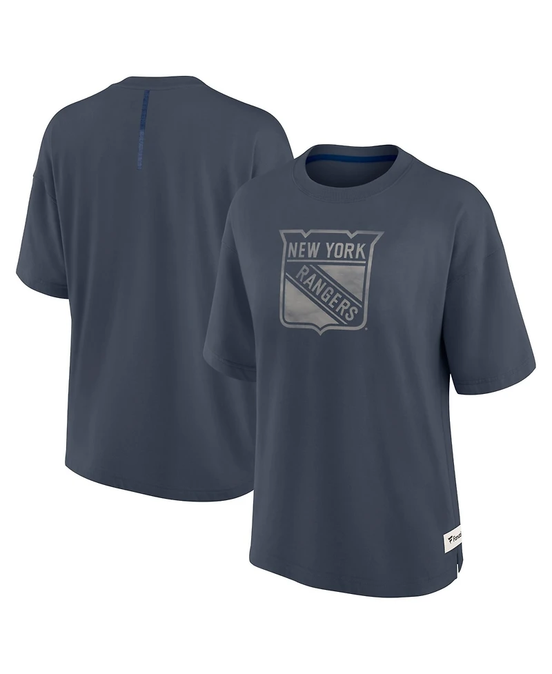 Fanatics Women's Blue New York Rangers Oversized Elements Raw Edge Future Ground T-Shirt