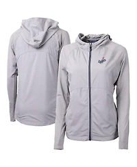 Cutter & Buck Women's Gray Los Angeles Dodgers Adapt Eco Knit Hybrid Full-Zip Hoodie