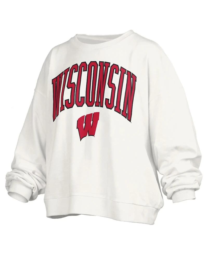 Pressbox Women's White Wisconsin Badgers Janise Fleece Sweatshirt