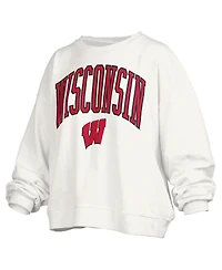 Pressbox Women's White Wisconsin Badgers Janise Fleece Sweatshirt