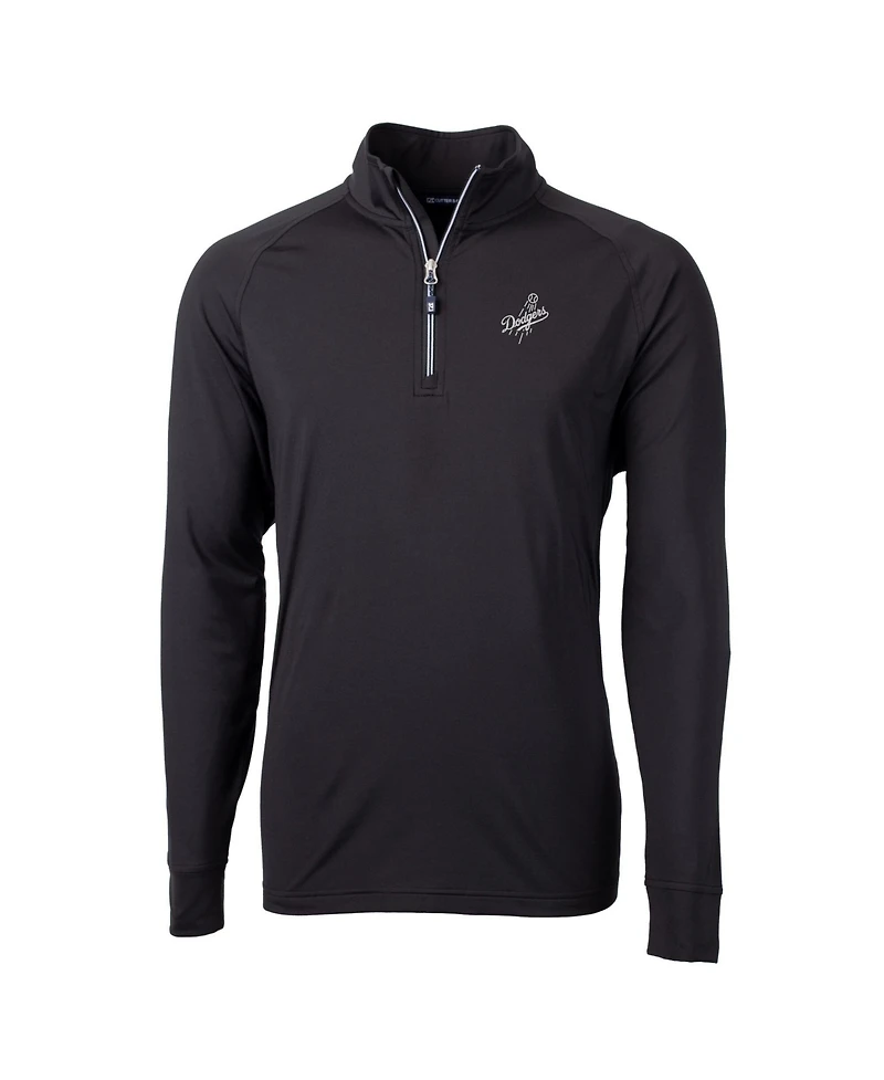 Cutter & Buck Men's Black Los Angeles Dodgers Big & Tall Adapt Eco DryTec Raglan Quarter-Zip Jacket