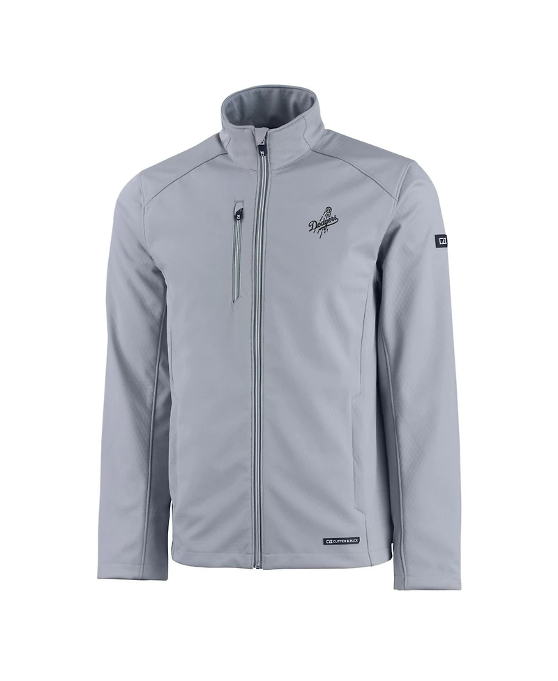 Cutter & Buck Men's Gray Los Angeles Dodgers Evoke Eco Softshell Full-Zip Jacket