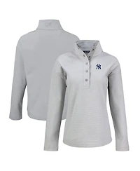 Cutter & Buck Women's Gray New York Yankees Hunts Point Eco Half-Snap Jacket