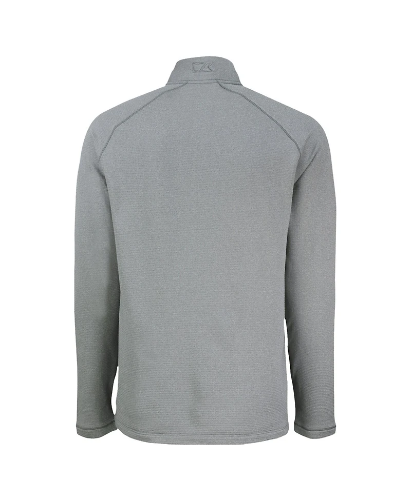 Cutter & Buck Men's Heather Gray New York Yankees Peshastin Eco Fleece Raglan Quarter-Zip Sweatshirt