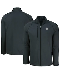 Cutter & Buck Men's Heather Black New York Yankees Peshastin Eco Fleece Raglan Full-Zip Jacket