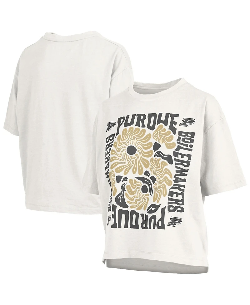 Pressbox Women's White Purdue Boilermakers Elena Oversized Slub T-Shirt