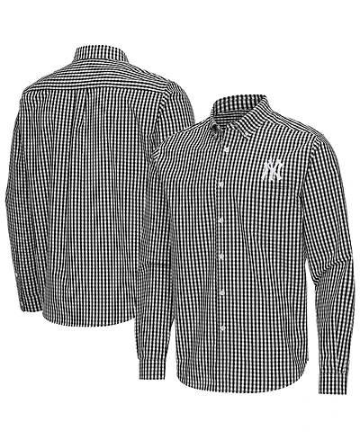 Antigua Men's New York Yankees Ellis Woven Tri-Blend Button-Down Shirt