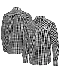Antigua Men's New York Yankees Ellis Woven Tri-Blend Button-Down Shirt