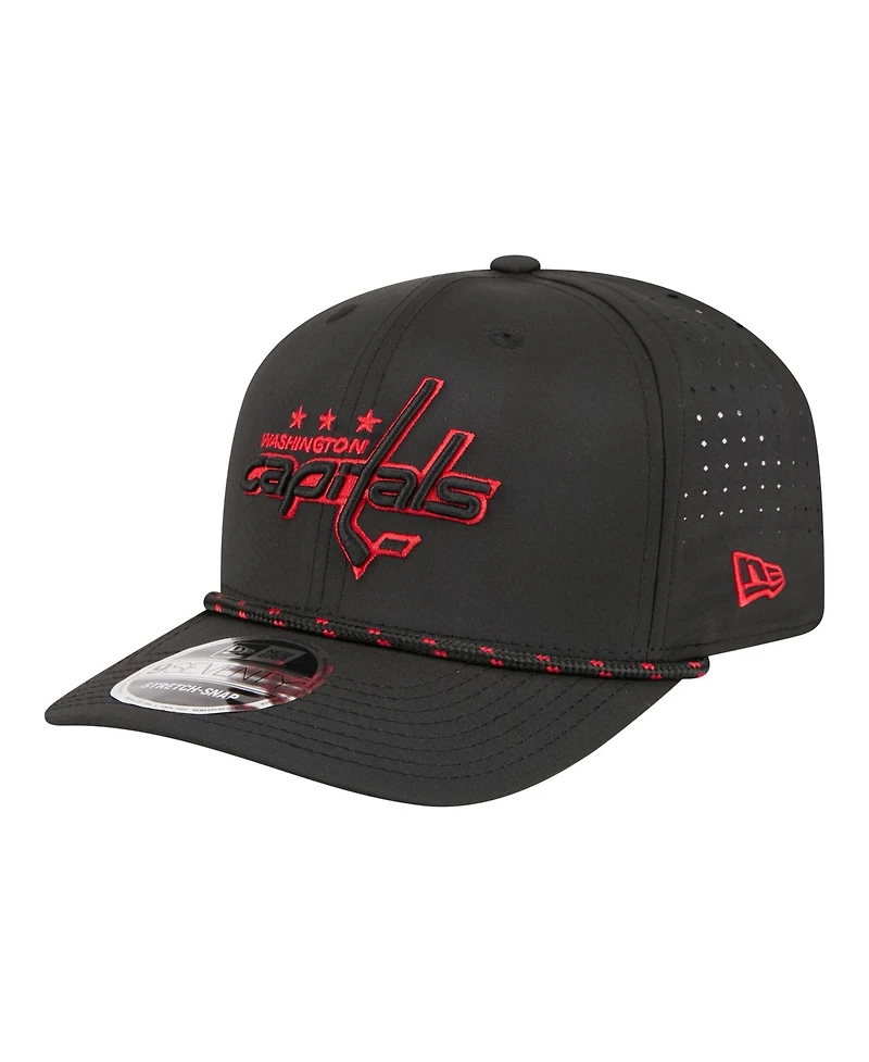 New Era Men's Black Washington Capitals Sport Vented 9SEVENTY Rope Adjustable Hat