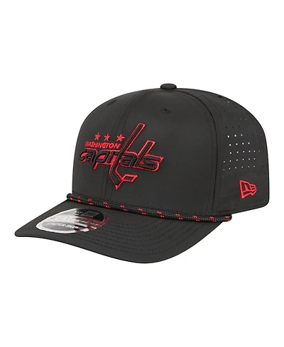 New Era Men's Black Washington Capitals Sport Vented 9SEVENTY Rope Adjustable Hat
