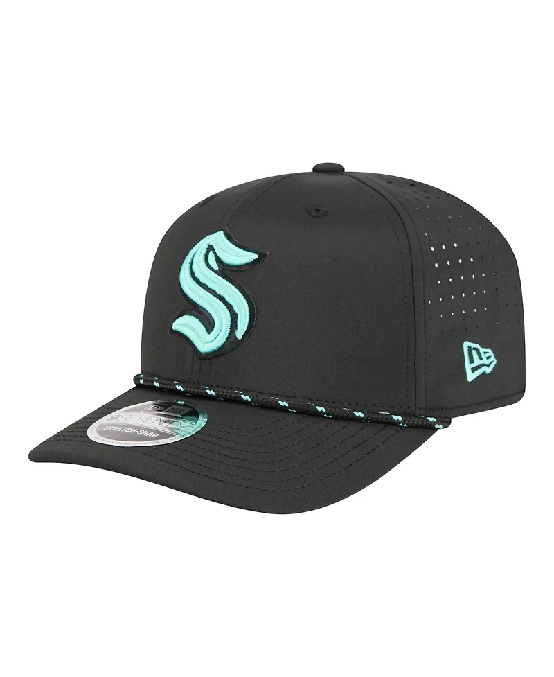 New Era Men's Black Seattle Kraken Sport Vented 9SEVENTY Rope Adjustable Hat
